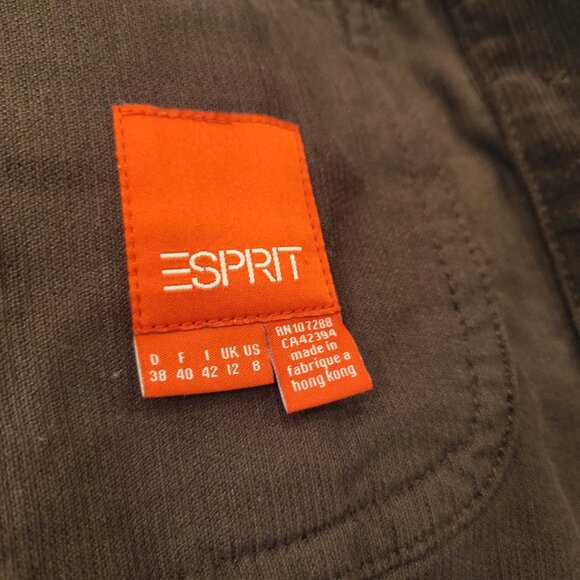 Esprit Corduroy Trucker Jacket Size 8 Cotton Spandex Brown Casual Jacket - Picture 8 of 14